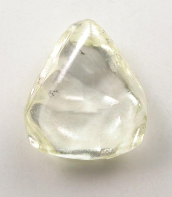 Diamond (0.73 carat cuttable yellow flattened triangular crystal) from Sakha (Yakutia) Republic, Siberia, Russia