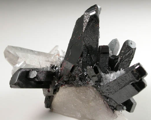 Hbnerite on Quartz from Mundo Nuevo Mine, Huamachuco, La Libertad, Peru