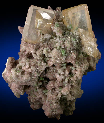 Wulfenite on Calcite-Smithsonite from Tsumeb Mine, Otavi-Bergland District, Oshikoto, Namibia