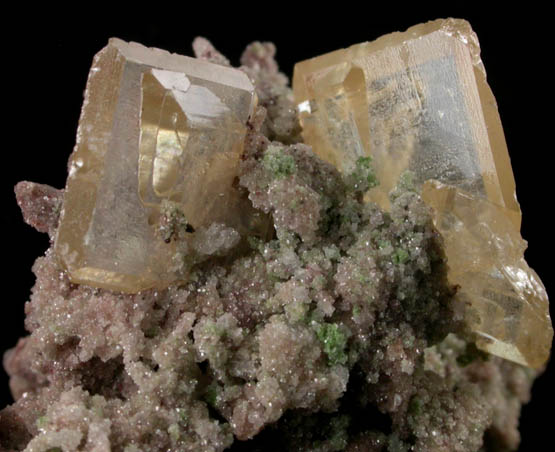 Wulfenite on Calcite-Smithsonite from Tsumeb Mine, Otavi-Bergland District, Oshikoto, Namibia