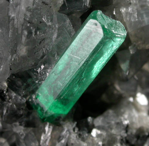 Beryl var. Emerald in Calcite from Polveros Mine, Vasquez-Yacop District, Boyac Department, Colombia