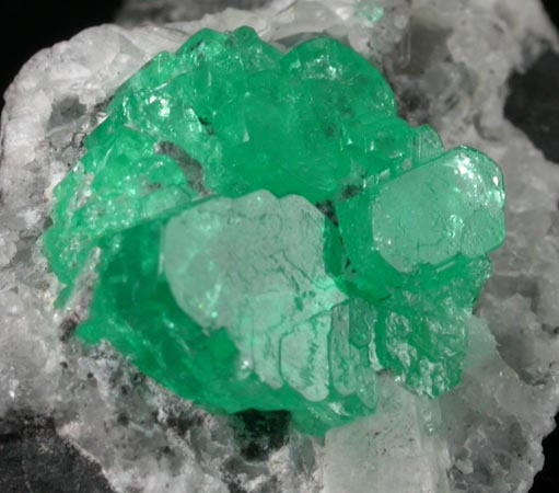 Beryl var. Emeralds on Calcite from Muzo Mine, Vasquez-Yacop District, Boyac Department, Colombia