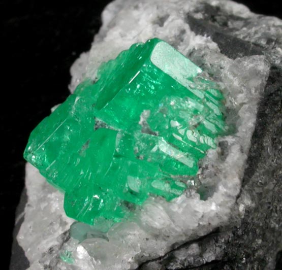Beryl var. Emeralds on Calcite from Muzo Mine, Vasquez-Yacop District, Boyac Department, Colombia