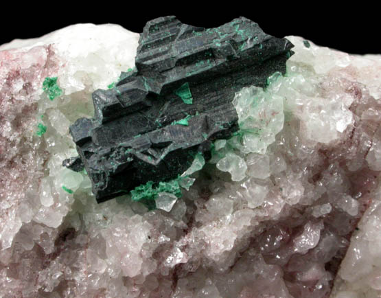 Chalcocite with Chrysocolla in Calcite from Chimney Rock Quarry, Bound Brook, Somerset County, New Jersey