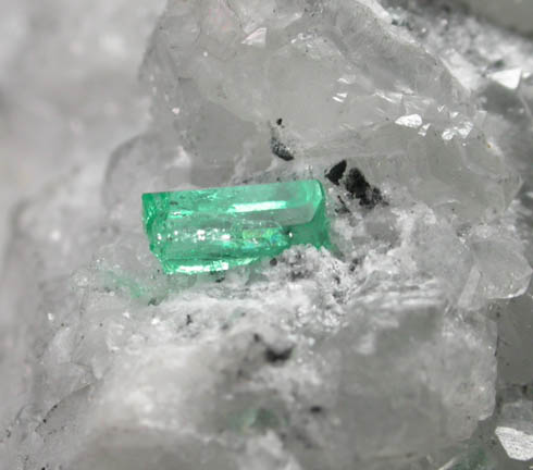Beryl var. Emeralds in Calcite from La Pita Mine, Vasquez-Yacopí District, Boyacá Department, Colombia