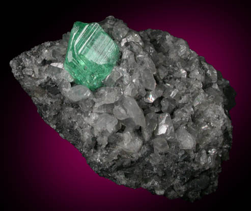 Beryl var. Emerald in Calcite from La Pita Mine, Vasquez-Yacop District, Boyac Department, Colombia