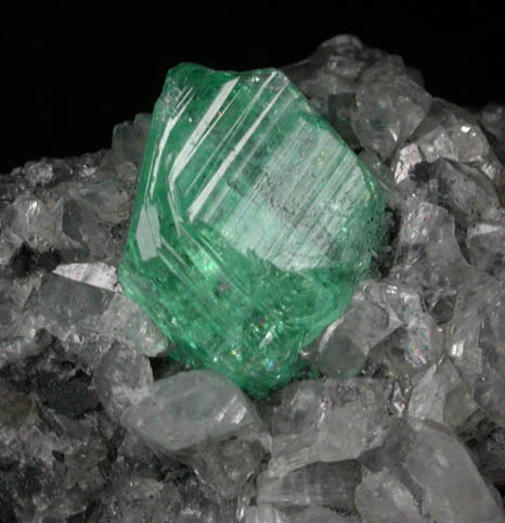 Beryl var. Emerald in Calcite from La Pita Mine, Vasquez-Yacop District, Boyac Department, Colombia