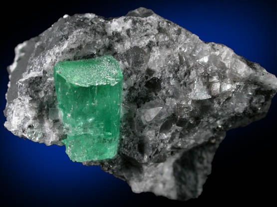 Beryl var. Emerald in Calcite from Mina Real, Vasquez-Yacopí District, Boyacá Department, Colombia