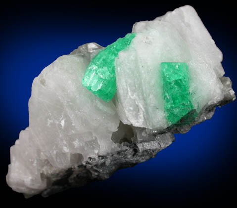 Beryl var. Emeralds in Calcite from La Pita Mine, Vasquez-Yacop District, Boyac Department, Colombia