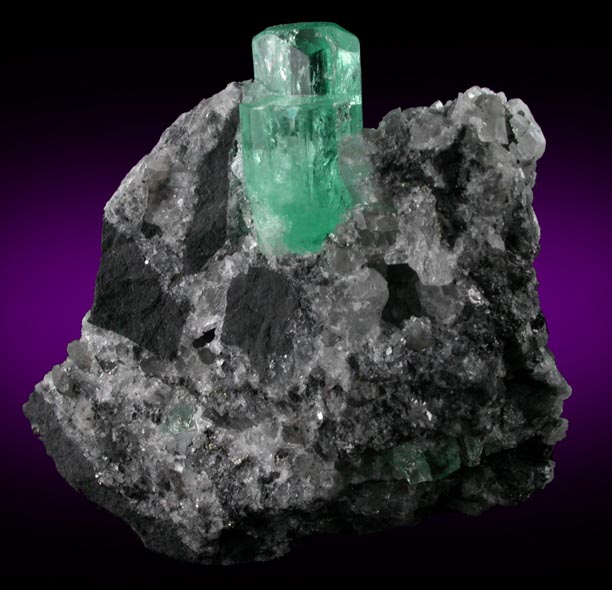 Beryl var. Emeralds in Calcite from Polveros Mine, Vasquez-Yacop District, Boyac Department, Colombia