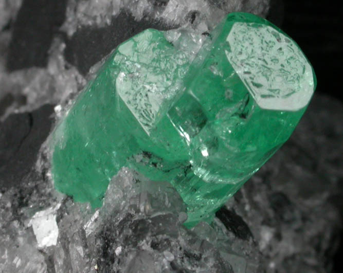 Beryl var. Emeralds in Calcite from Polveros Mine, Vasquez-Yacop District, Boyac Department, Colombia