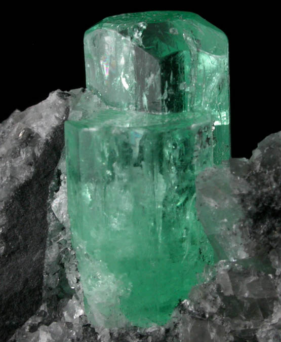 Beryl var. Emeralds in Calcite from Polveros Mine, Vasquez-Yacop District, Boyac Department, Colombia