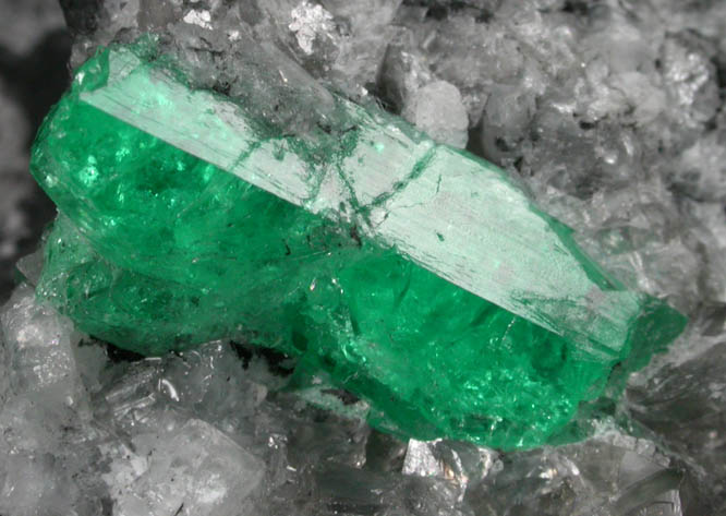 Beryl var. Emerald in Calcite from La Pita Mine, Vasquez-Yacop District, Boyac Department, Colombia