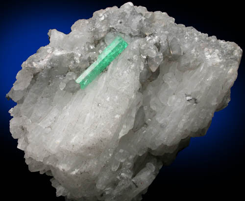 Beryl var. Emerald in Calcite from Polveros Mine, Vasquez-Yacop District, Boyac Department, Colombia