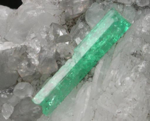 Beryl var. Emerald in Calcite from Polveros Mine, Vasquez-Yacop District, Boyac Department, Colombia