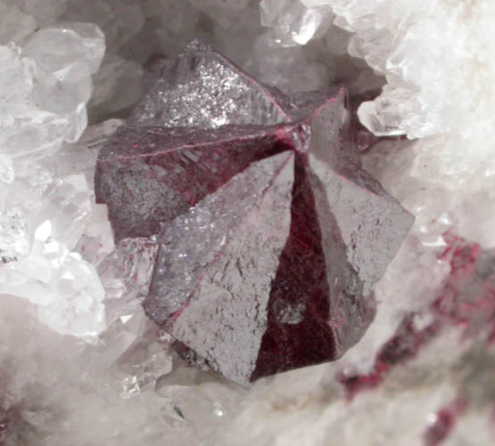 Cinnabar (penetration twin) on Quartz from Fenghuang, Xiangxi, Hunan, China