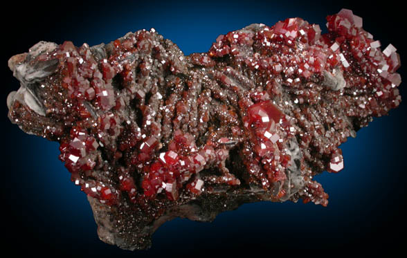 Vanadinite on Barite from Mibladen, Haute Moulouya Basin, Zeida-Aouli-Mibladen belt, Midelt Province, Morocco