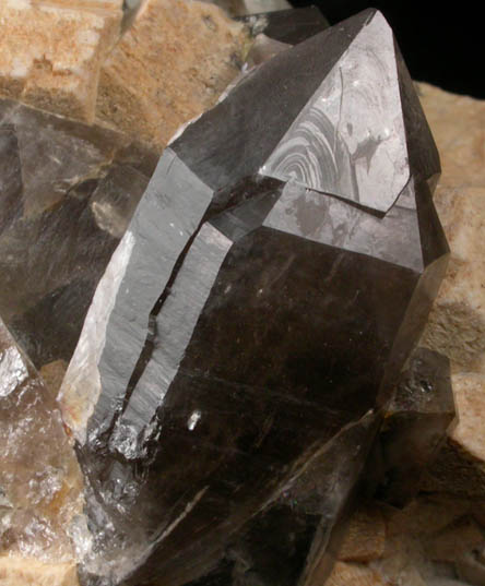 Quartz var. Smoky on Microcline from Ossipee Mountains, Carroll County, New Hampshire