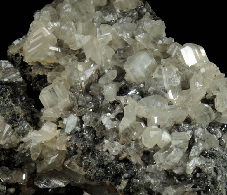 Cerussite (twinned crystals) on Galena with Oxyplumboromite from Touissit Mine, 21 km SSE of Oujda, Jerada Province, Oriental, Morocco