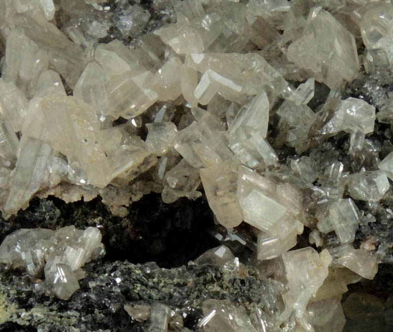 Cerussite (twinned crystals) on Galena with Oxyplumboroméite from Touissit Mine, 21 km SSE of Oujda, Jerada Province, Oriental, Morocco