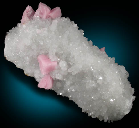 Rhodochrosite on Quartz from Silverton District, San Juan County, Colorado