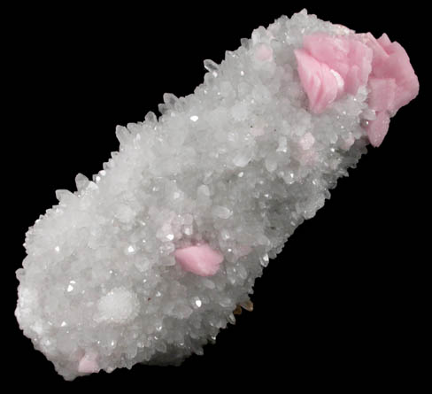 Rhodochrosite on Quartz from Silverton District, San Juan County, Colorado