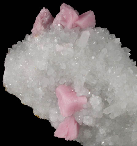 Rhodochrosite on Quartz from Silverton District, San Juan County, Colorado