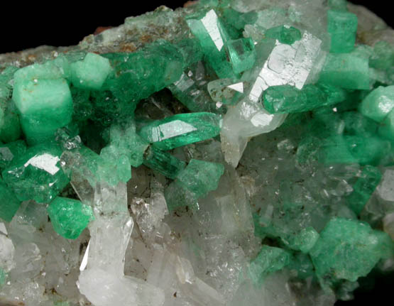 Beryl var. Emerald in Quartz from Pea Blanca Mine, San Pablo de Borbur, Vasquez-Yacop District, Boyac Department, Colombia