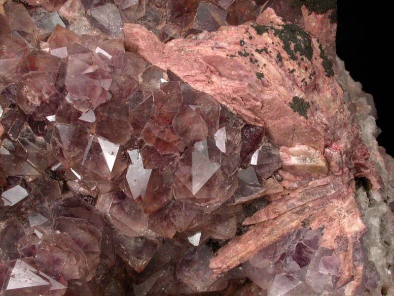 Quartz var. Amethyst Quartz with Hematite inclusions plus Barite from Blue Point Mine, Pearl Station, Thunder Bay District, Ontario, Canada