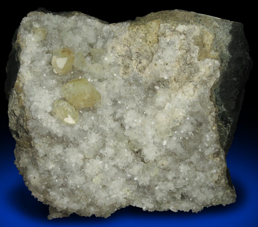 Datolite on Quartz with Calcite from Prospect Park Quarry, Prospect Park, Passaic County, New Jersey