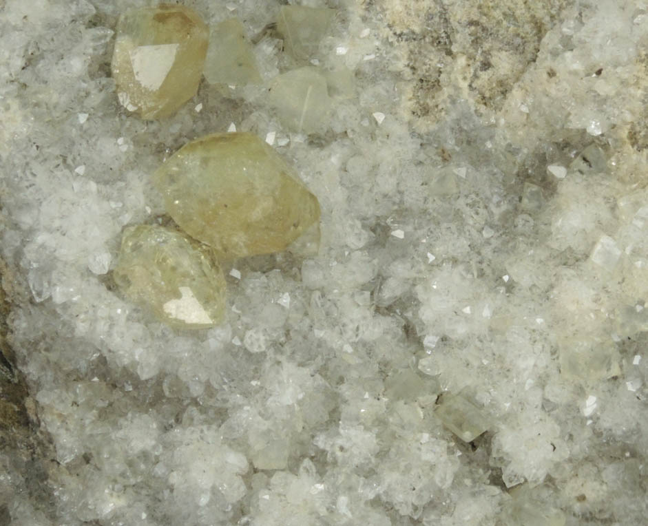 Datolite on Quartz with Calcite from Prospect Park Quarry, Prospect Park, Passaic County, New Jersey