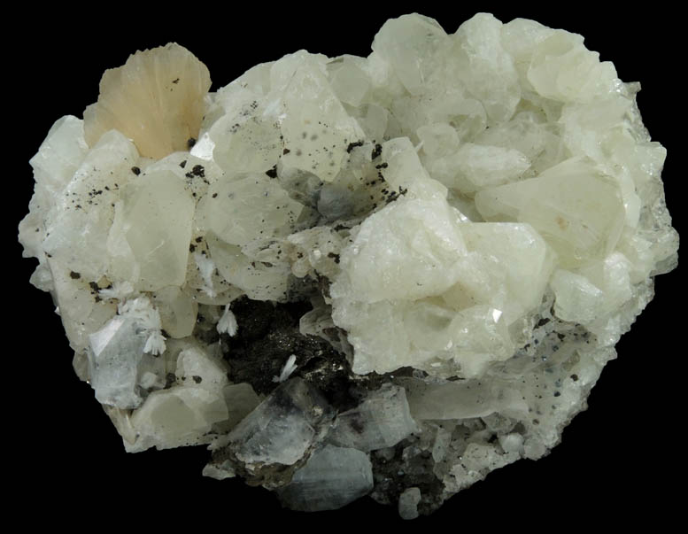 Datolite, Apophyllite, Stilbite, Laumontite, Chamosite from Prospect Park Quarry, Prospect Park, Passaic County, New Jersey