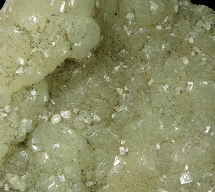 Prehnite with pseudomorphic molds after Laumontite from Lower New Street Quarry, Paterson, Passaic County, New Jersey