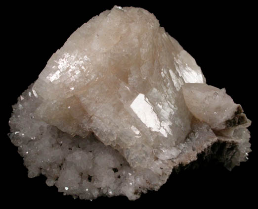 Heulandite on Quartz from Prospect Park Quarry, Prospect Park, Passaic County, New Jersey