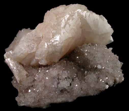 Heulandite on Quartz from Prospect Park Quarry, Prospect Park, Passaic County, New Jersey