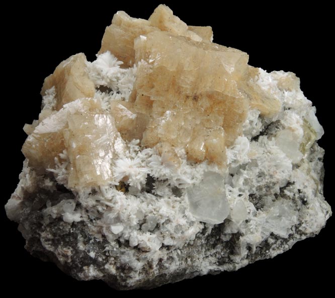 Heulandite, Laumontite, Calcite, Datolite from Prospect Park Quarry, Prospect Park, Passaic County, New Jersey