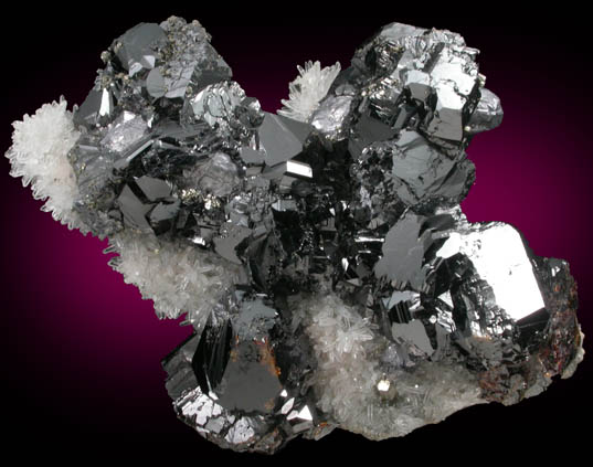 Sphalerite on Quartz with Galena from Casapalca District, Huarochiri Province, Peru