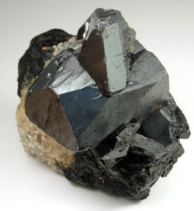 Ferberite on Quartz from Tazna Mine, Cerro Tazna, Potosi Department, Bolivia