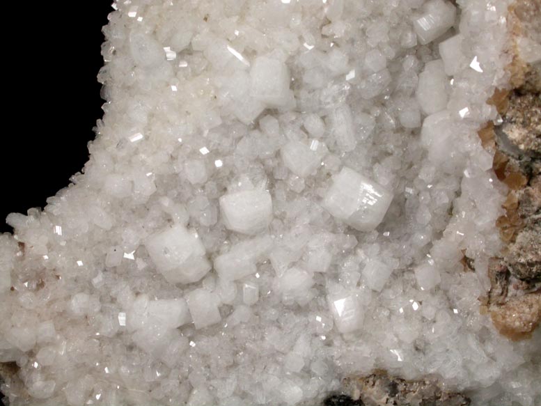 Harmotome (twinned crystals) on Calcite from Clashgorm Mine, Strontian, North West Highlands, Scotland