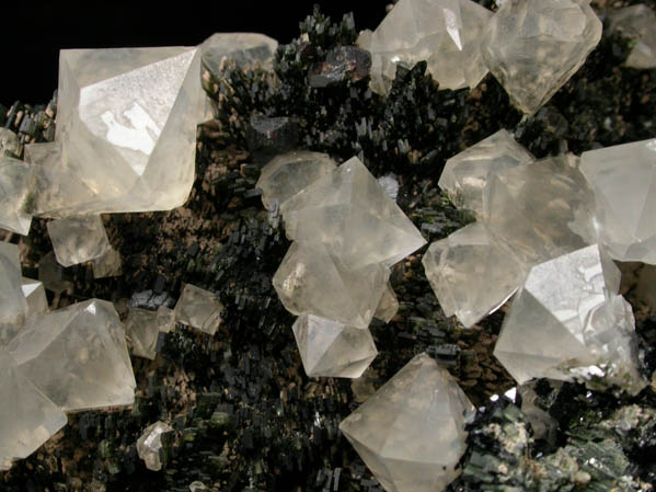 Quartz (dipyramidal) on Hedenbergite from Dalnegorsk, Primorskiy Kray, Russia