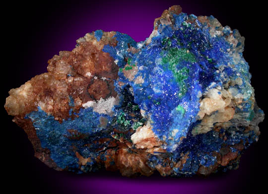 Linarite and Brochantite on Quartz from Grand Reef Mine, Aravaipa District, Graham County, Arizona