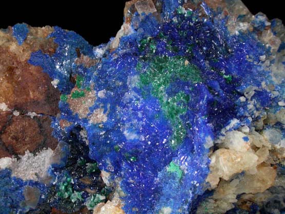 Linarite and Brochantite on Quartz from Grand Reef Mine, Aravaipa District, Graham County, Arizona