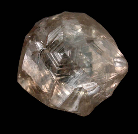 Diamond (1.33 carat sherry-colored flattened twinned crystal) from Jwaneng Mine, Naledi River Valley, Botswana