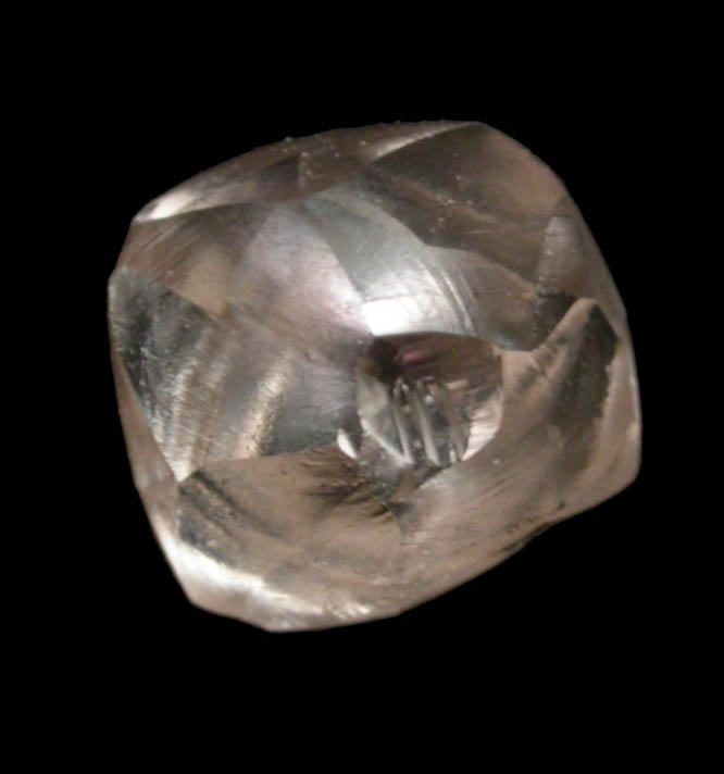 Diamond (1.60 carat champagne-colored cuttable complex crystal) from Damtshaa Mine, near Orapa, Botswana