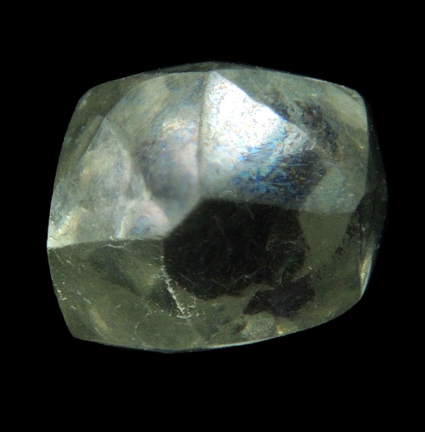 Diamond (1.29 carat greenish-gray gem-grade cuttable dodecahedral crystal) from Vaal River Mining District, Northern Cape Province, South Africa