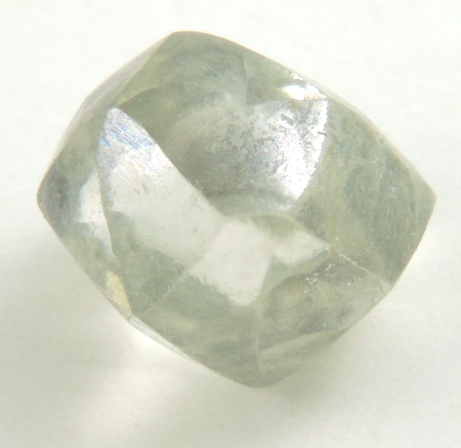 Diamond (1.29 carat greenish-gray gem-grade cuttable dodecahedral crystal) from Vaal River Mining District, Northern Cape Province, South Africa