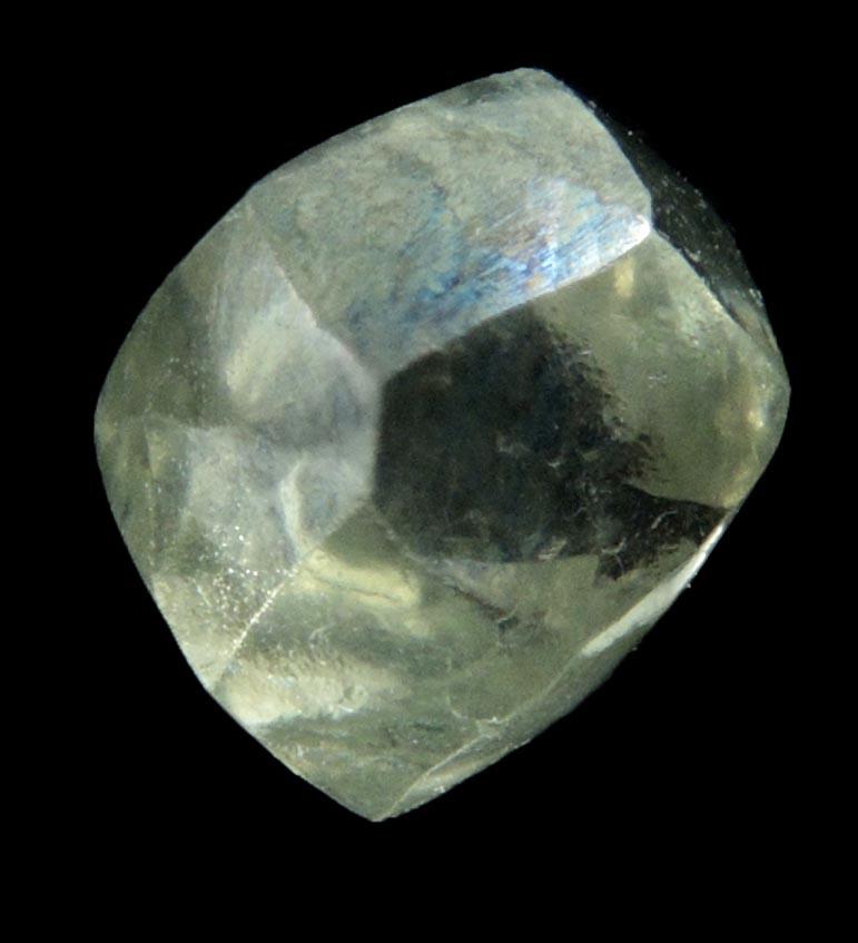 Diamond (1.29 carat greenish-gray gem-grade cuttable dodecahedral crystal) from Vaal River Mining District, Northern Cape Province, South Africa