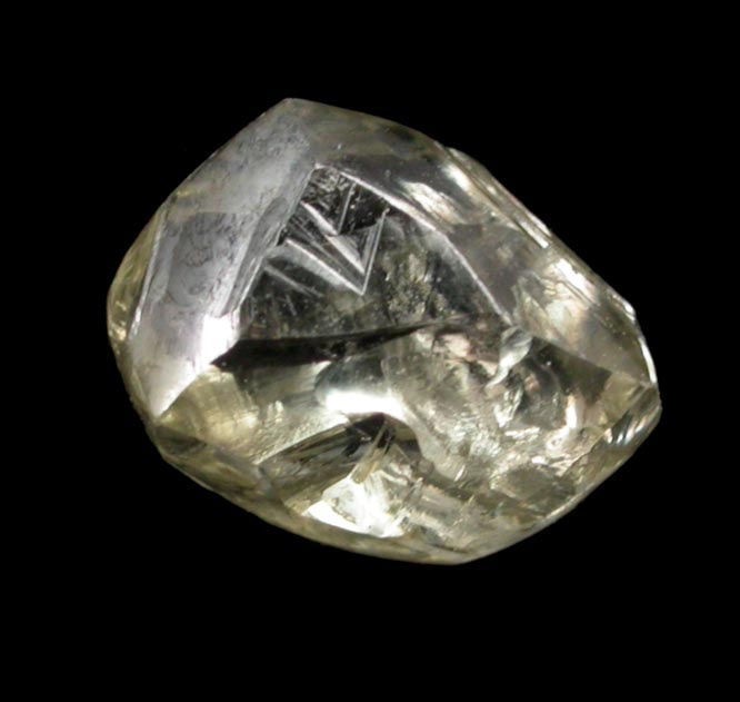 Diamond (1.67 carat greenish-gray cuttable complex crystal) from Vaal River Mining District, Northern Cape Province, South Africa