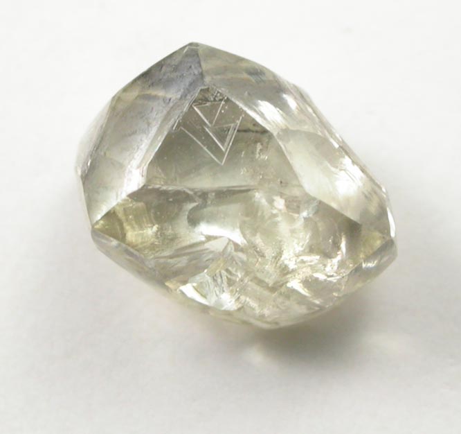 Diamond (1.67 carat greenish-gray cuttable complex crystal) from Vaal River Mining District, Northern Cape Province, South Africa