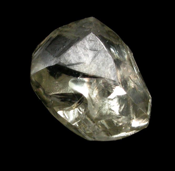 Diamond (1.67 carat greenish-gray cuttable complex crystal) from Vaal River Mining District, Northern Cape Province, South Africa